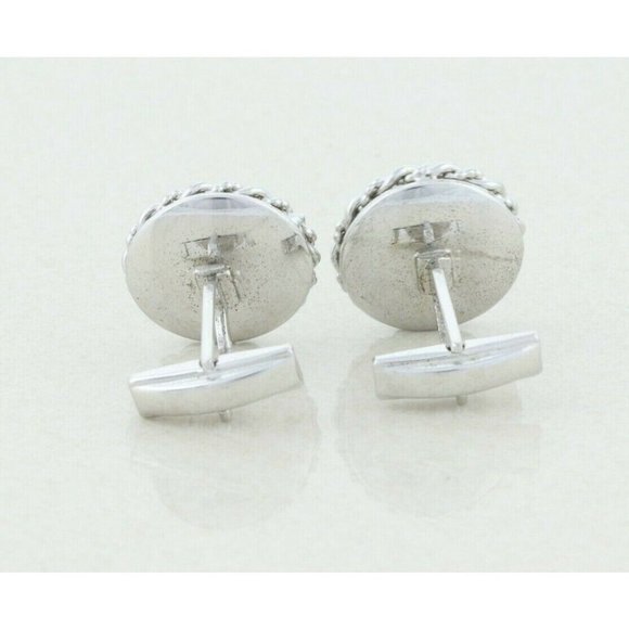 Mens Sterling Silver Onyx Whale Back Cufflinks - Picture 3 of 6
